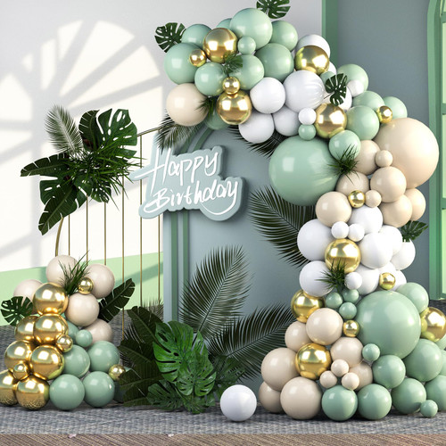 Sage Green and White Balloon Garland Kit,Sage Green Gold White Balloon Arch with Cream Metallic Gold Confetti Balloons for Wedding Birthday Jungle Party Baby Shower Party Background Decoration Sage Green and White Balloon Garland Kit,Sage Green Gold White Balloon Arch with Cream Metallic Gold Confetti Balloons for Wedding Birthday Jungle Party Baby Shower Party Background Decoration