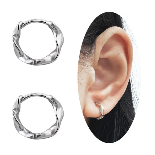 Silver Huggie Earrings Small Hoop Earrings 13mm Sterling Silver Earrings Huggie Hoop Earrings for Women Trendy