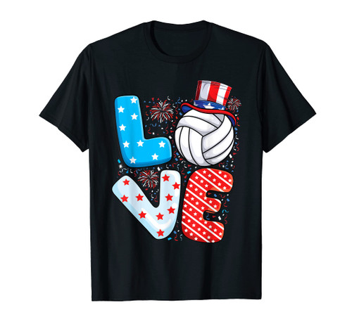 USA Patriotic sports American Flag 4th of July volleyball T-Shirt USA Patriotic sports American Flag 4th of July volleyball T-Shirt
