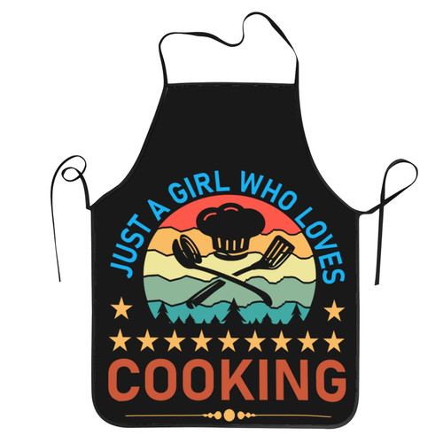 Just A Girl Who Loves Cooking Apron, Kids Apron for Girls, Funny Cooking Apron for Girl Childrens Gifts, Waterproof Home Kitchen Cooking Aprons Bib