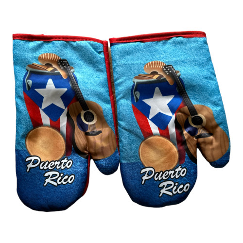 Apron Kitchen Oven Mitt Conga Puerto Rico Set 2