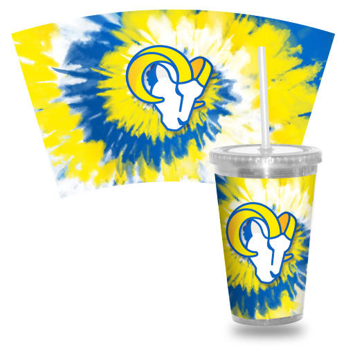 Rico Industries NFL Los Angeles Rams Metallic Tye Dye NFL Football Team 16oz Clear Tumbler W/Straw Rico Industries NFL Los Angeles Rams Metallic Tye Dye NFL Football Team 16oz Clear Tumbler W/Straw