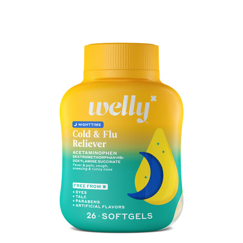 Welly Remedies | OTC Nighttime Cold & Flu Reliever | Pain/Fever Reducer, Cough Suppressant, Antihistamine | Acetaminophen, Dextromethorphan HBr, Doxylamine Succinate | Medicine with Proven Ingredients