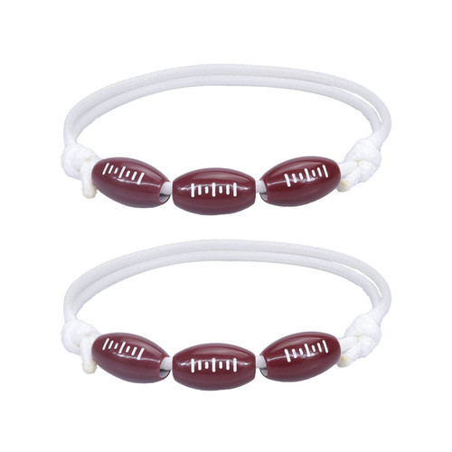 YANCHUN Rugby Football Bracelet Adjustable Sport Bracelets for Men Women Football Bracelet Gift for Most Sport Team Players or Fan(2 Packs) (white) YANCHUN Rugby Football Bracelet Adjustable Sport Bracelets for Men Women Football Bracelet Gift for Most Sport Team Players or Fan(2 Packs) (white)