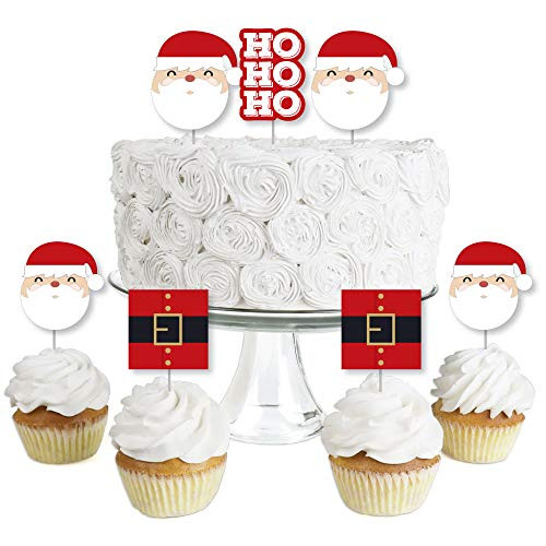 Jolly Santa Claus - Dessert Cupcake Toppers - Christmas Party Clear Treat Picks - Set of 24