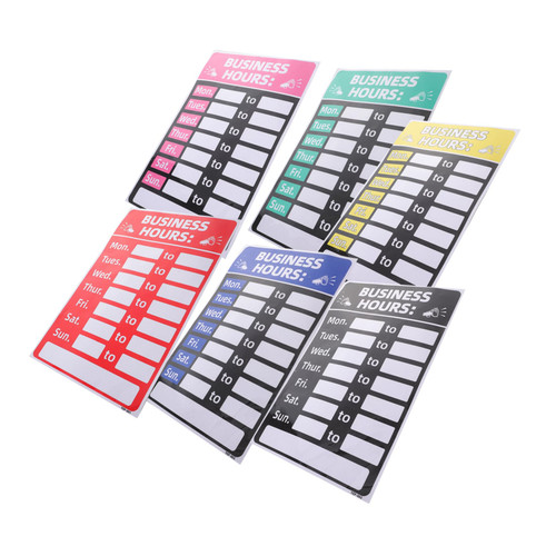 FUNOMOCYA 6pcs business hours sign open sign with closed open hour labels bar operation decals welcome chalk boards Store Hours Signs For Business office pvc applique sun protection