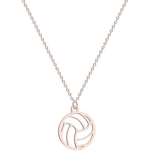 Caiyao Stainless Steel Hollow Gold Plated Volleyball Pendant Necklace for Sport Necklace Cute Geometric Sports Pendant Necklacefor Girl Boy Caiyao Stainless Steel Hollow Gold Plated Volleyball Pendant Necklace for Sport Necklace Cute Geometric Sports Pendant Necklacefor Girl Boy