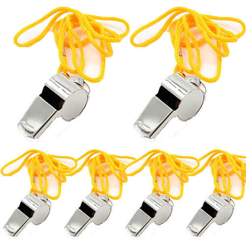 Winbar Stainless Steel Sports Whistles?6 PCS Loud Crisp Sound Whistles Bulk Great Stainless Steel Sports Whistles with Lanyard Loud Sport Whistle for Coaches, Referees, and Officials