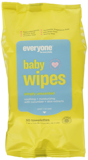 Everyone Baby Wipes Unscented, Chamomile + Aloe, 30 Ea, 30count