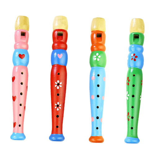 Abaodam 4pcs 6 Hole Harmonica Kids Harmonica Wooden Harmonica Children's Harmonica Toys Wooden Playset Kids Playset Recorder Flute Musical Instrument Toy Cartoon Harmonica Puzzle Baby