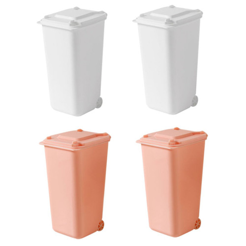 ULTECHNOVO 4pcs Mini Trash Can Decorative Waste Can Trash Can Pencil Cup Tiny Garbage Container Miniature Recycle Bin Mini Trashcan Cars Toys Waste Bucket Pp Small Wastebasket Cartoon Office