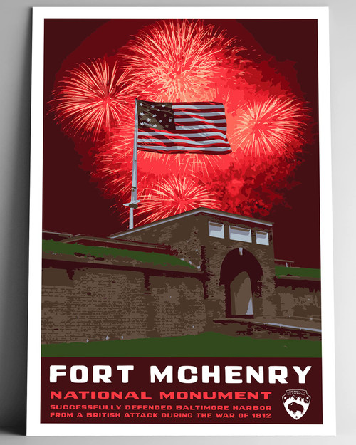 Fort McHenry National Monument Vintage-Style Travel Poster - 8x10-12x18-18x24-24x36 / 4x6 Postcard WPA Style Art Print Maryland USA Baltimore (4x6 Inch Postcard)