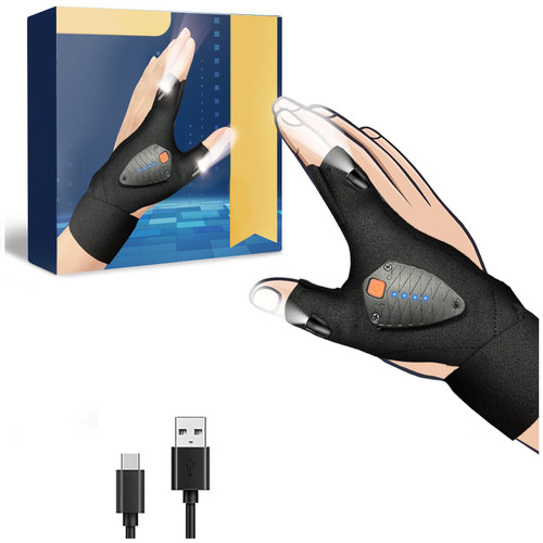 FINSAFEE Father's Day Gifts, Rechargeable LED Flashlight Gloves, Best Dad Ever Gifts from Wife, Son, Fishing Gifts for Men, Birthday Gifts for Boyfriend, Husband, Gifts for Him Who Wants Nothing