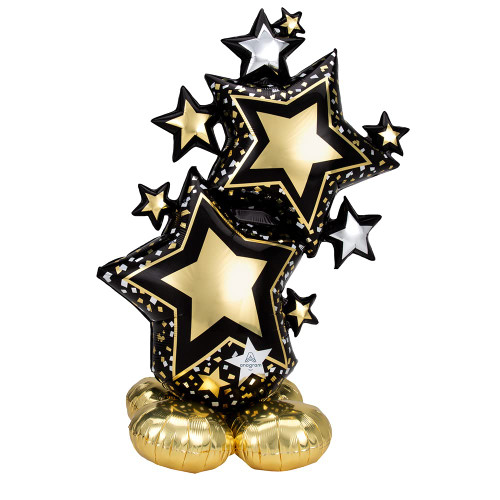 amscan 59" Anagram Star Cluster Black & Gold Airloonz Foil Balloon, Multicolor amscan 59" Anagram Star Cluster Black & Gold Airloonz Foil Balloon, Multicolor