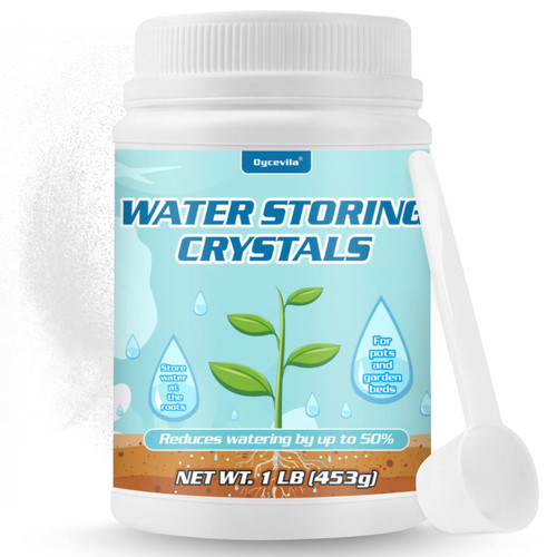 1LB Water Storing Crystals for Plants with Spoon, Water Gel Solves Plant Over-Watering and Drought Problems, Keeps The Soil Moist, Small Water Storing Polymer Crystals for Plants Powder - by Oycevila