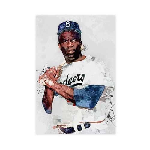 BIVVI Jackie Robinson Canvas Poster Wall Art Decor Print Picture Paintings for Living Room Bedroom Decoration Unframe: Unframe:12x18inch(30x45cm)