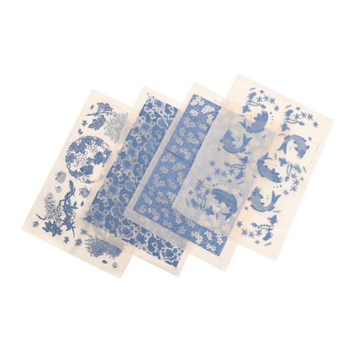 SEWACC 4 Sheets Burnt Pottery Stickers Clay Transfer Paper Underglaze Paper Clay Underglaze Decal Underglaze Transfer Paper Pottery Decal Household Ink Paper Clay Decals Products
