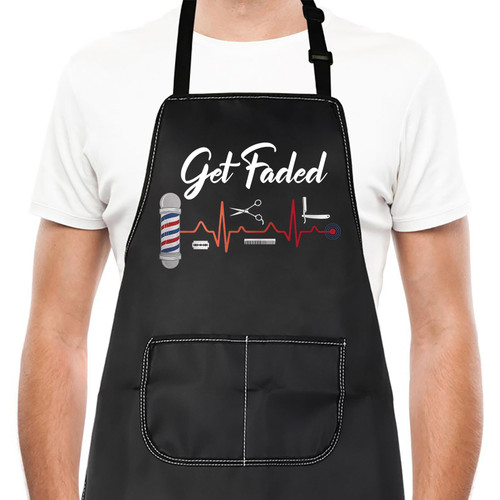 LEVLO Funny Barber Gift Get Faded Waterprof Adjustable Apron for Hair Stylist Dad Teacher(Get Faded)