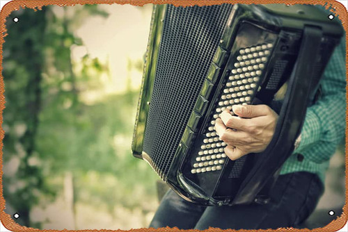 Muecddoa - Accordion, classical, harmonica, instrument, music, musician Vintage Poster 8x12 Inches Retro Vintage Metal Tin Sign for Home Bar Pub Garage Decor Gifts