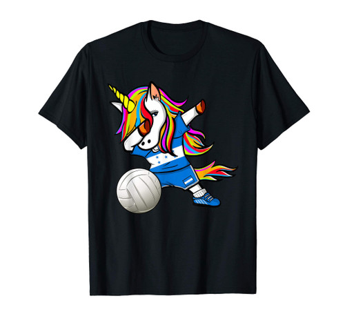 Dab Unicorn Honduras Volleyball Fans Jersey Honduran Flag T-Shirt