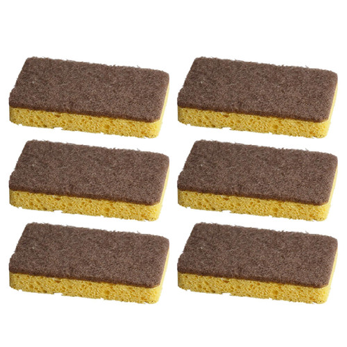 6 Pack Kitchen Dish Scrub Sponge Pads, Non Scratch with Bamboo Microfiber Dishcloth, No Odor Reusable Washable Microfiber Sponge Scrubber for Kitchen Cleaning Dishes and Pots(yellow)