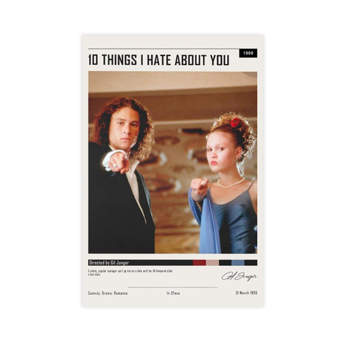 QUNAN Movie Poster 10 Things I Hate About You Canvas Poster Unframe:12x18inch(30x45cm)