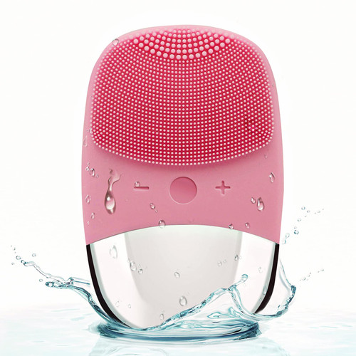 Faiyi Silicone Face Brush, 3-in-1 Electric Face Cleansing Brush, IPX7 Waterproof Facial Massager, USB Rechargeble Face Scrubber for Deep Cleanning, Gentle Exfoliating, Blackhead Remover(Pink)