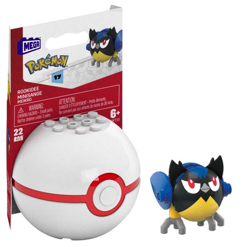 Mega Construx Pokemon Series 17 Rookidee Figure Building Set with Premier Poke Ball