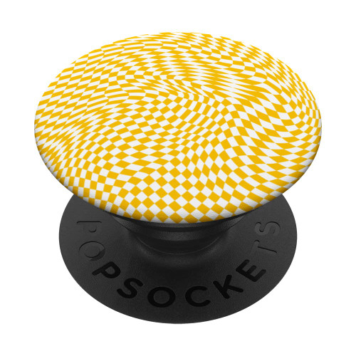 Yellow and White Wavy Checkered Trippy Swirl Checkerboard PopSockets Swappable PopGrip