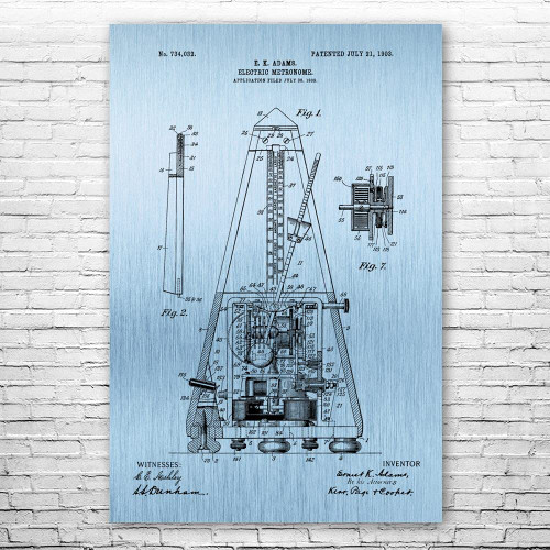 Metronome Poster Print, Music Decor, Musician Gift, Music Studio Art, Teacher Gift, Recording Studio Art, Producer Gift Blue Steel (8 inch x 10 inch)
