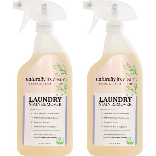 naturally It's clean Enzymatic Laundry Stain Remover Spray and Odor Eliminator | Fabric Safe Stain Sprayer Enzyme Cleaner to Remove Coffee, Grease, Makeup, Ink, Wine, Stubborn Stains and Odor | 2 Pack