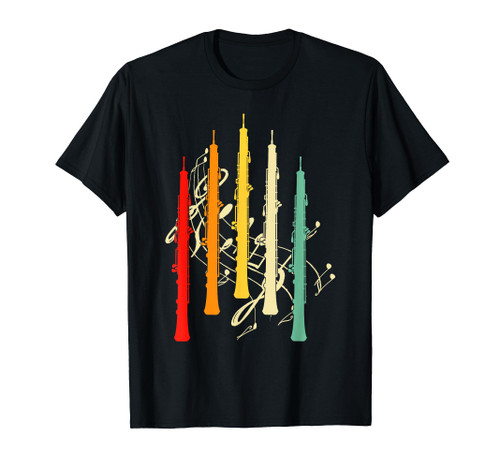 Retro 70s 80s Style Oboe Player Orchestra Music Lover Oboist T-Shirt