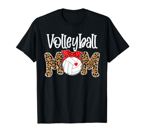 Volleyball Mom Leopard Messy Bun Game Day Funny Mothers Day T-Shirt Volleyball Mom Leopard Messy Bun Game Day Funny Mothers Day T-Shirt