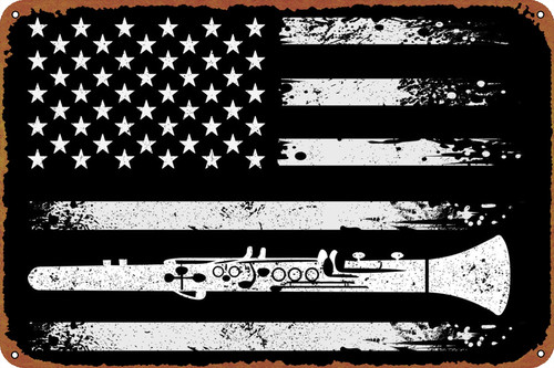 Clarinet Clarinetist Music Poster 8 x 12 Inches - Vintage Metal Tin Sign for Home Bar Pub Garage Decor Gifts