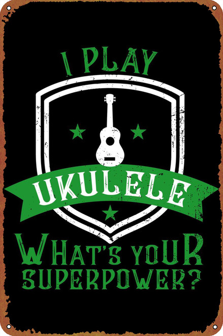 Ukulele Player Banjo Music Poster 8 x 12 Inches - Vintage Metal Tin Sign for Home Bar Pub Garage Decor Gifts
