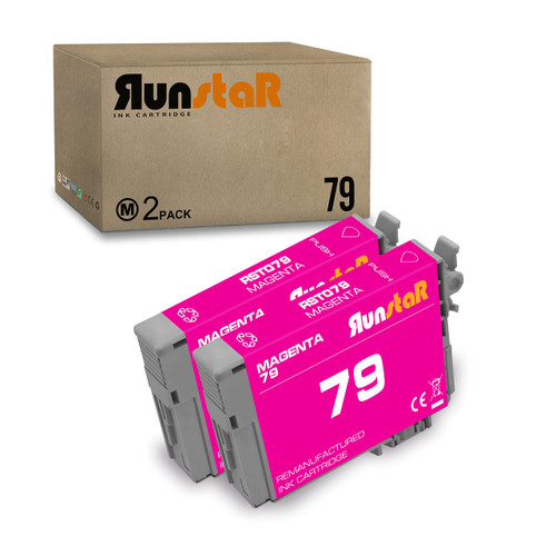 Run Star 2 Packs 79 T079 Magenta Remanufactured Ink Cartridge Replacement for Epson 79 T079 use for Epson Artisan 1430 Stylus Photo 1400 Printer (2 Magenta)
