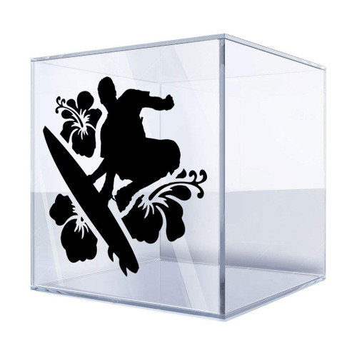 Decals Stickers Surfer Surfboard Hibiscus 4 X 3,7