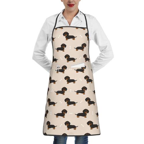 Apron for Wiener Dog Doxie Dachshund Weiner Dog Pet Dogs Cooking Kitchen Aprons For Bbq, Women Men Chef Waiter Waitress Thanksgiving Cooking Gardening Gifts For Wife, Husband 20.5"x 28.3"
