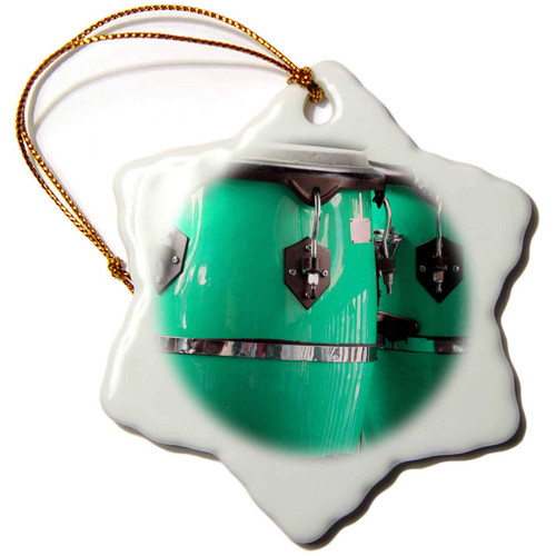 3dRose Susans Zoo Crew Musical Instruments - Conga Drums Teal - Ornaments (orn-156341-1)