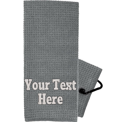 Personalized Custom Golf Towel Gift - Choose Your Golf Clubs and Golf Balls Design and Add Embroidered Name - Trifold Golf Towels for Golf Bags with Grommet and Carabiner Clip, Hook