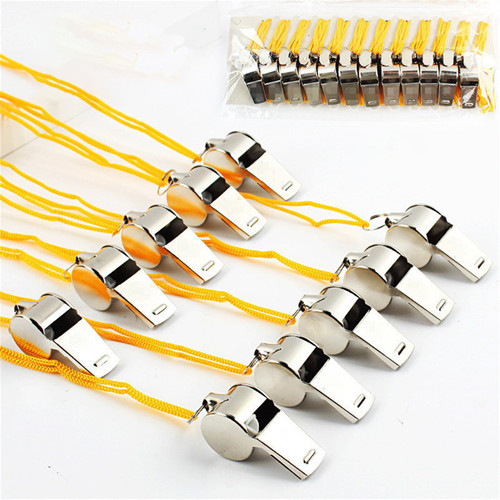 DuboM Whistle, 24 PCS Professional Stainless-Steel Whistles with Lanyards in Bulk, Loud Crisp Sound Whistles Bulk Great for Coaches, Referees, and Officials
