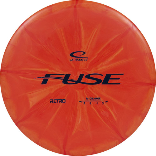 Latitude 64 Retro Burst Fuse Midrange Disc Golf Disc | Easy to Throw Frisbee Golf Midrange | Great for Beginners | 170g Plus | Stamp Color and Burst Pattern Will Vary (Orange)