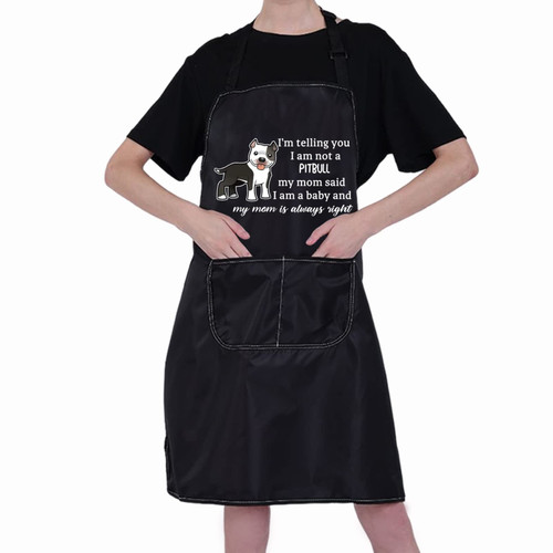JNIAP Pitbull Dog Gift Pitbull Mom Gift Pitbull Apron I Am Not a Pitbull I Am a Baby Pitbull Dog Bib Apron Pitbull Lover Gift(Pitbull Apron)