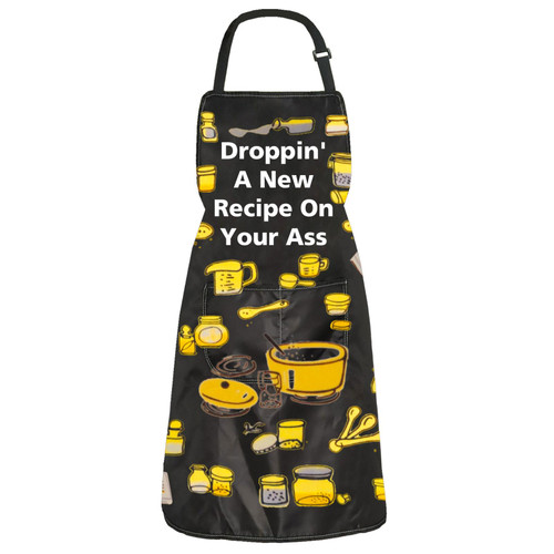 ZJXHPO Droppin A New Recipe On Your Ass Apron Grilling Cooking Baking Apron With Pocket BBQ Bib Apron Cook Baker Chef Gift (Droppin Apron)