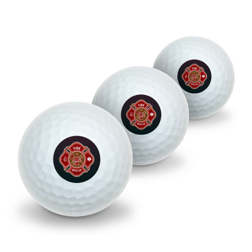 GRAPHICS & MORE Firefighter Fire Rescue Maltese Cross Novelty Golf Balls 3 Pack