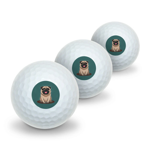 GRAPHICS & MORE Pug Sticking Out Tongue Novelty Golf Balls 3 Pack
