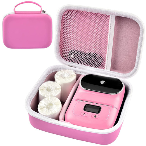 Case Compatible with Phomemo M110 Label Maker - Portable Mini Bluetooth Thermal Label Maker Carrying Storage Bag for Printer Labels, USB Cable and Accessories - Pink (Box Only)