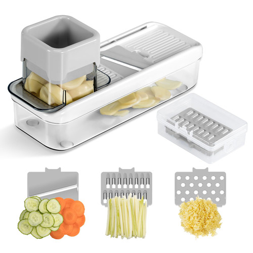 KEOUKE Garlic Slicer Mini Mandoline Slicer Vegetable Shredder Garlic Grinder Multi-functional Veggie Mandoline with Container 3