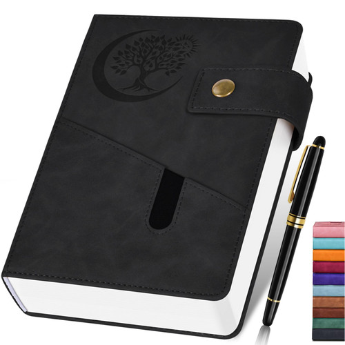 365 Page Thick Lined Journal Notebook for Men Women, A5 Leather Journals for Writing, Hardcover Notebooks for Work, School, Note Taking,Travel, Business,Personal Diary, College Ruled 5.9" x 8.4"