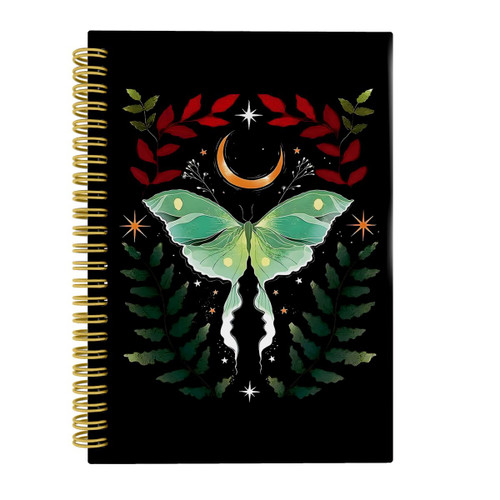 Knibeo Botanical Luna Moth Witch Notebook, Moon Journal, Witch Journal, Witchy Notebook, Witchy Gifts for Women, Boho Luna Moth Spiral Journal Notebook 5.5x8.3